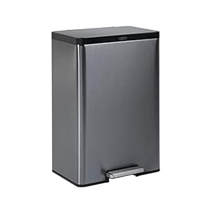 Rubbermaid Stainless Steel Metal Step-On Trash Can for Home and Kitchen, Charcoal, 12 Gallon, 2112520