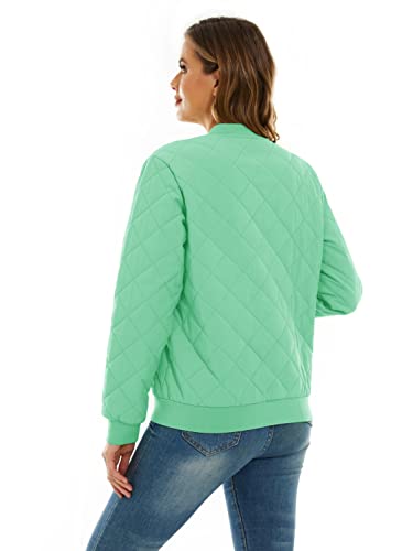 Tacvasen Casual Quilted Jackets For Women Full Zip Up Lightweight Bomber Jacket Short Coat Outerwear With Pockets Windbreaker #TOP1