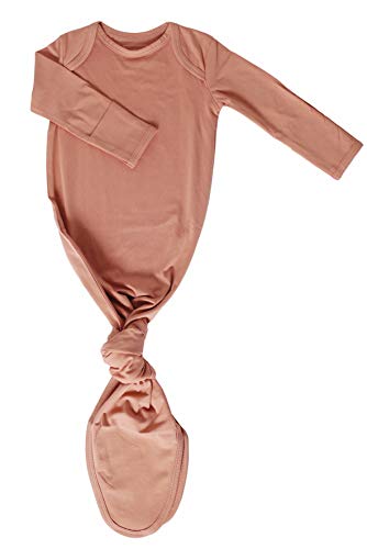 Image of Marlowe & Co Organic Cotton Knotted Newborn Baby Gown, Soft Sleeper Gown for Baby Boy and Girl (Dusty Rose, 0-3 Months)