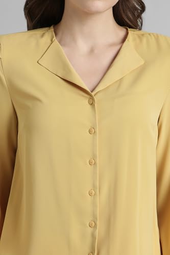 Image of Van Heusen Women Polyester Regular Fit Solid Full Sleeve Casual Shirt