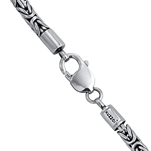 kuzzoi Necklace Men 925 Sterling Silver, Original Byzantine Cuban Chain, width 0.2 inches, length 19.69 inches - 23.62 inches, with Jewelry box - 3450534