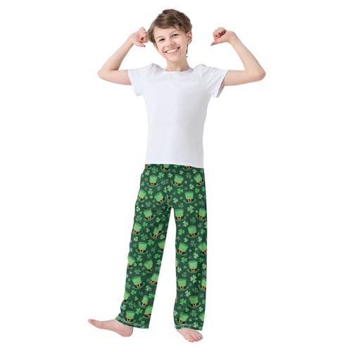 St Patricks Day Shamrock Hat Pajama Pants Wide Leg Pj Bottoms Lounge Comfy Soft Casual Sleep Pants3