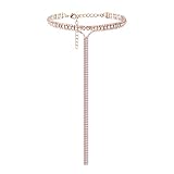 JERTOCLE 3 Row Rhinestone Tassel Choker Necklace Crystal Collar Necklace Gothic Wide Diamond Charms for Women (rose gold)