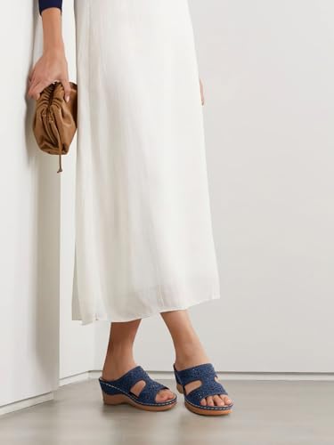 Image of SHIBEVER Wedge Sandals for Women Dressy: Slip On Comfort Low Heel Sandal | Open Toe All-Day Comfortable Orthopedic Dress Platform Women's Slide Shoes Summer Casual Walking Work Vacation