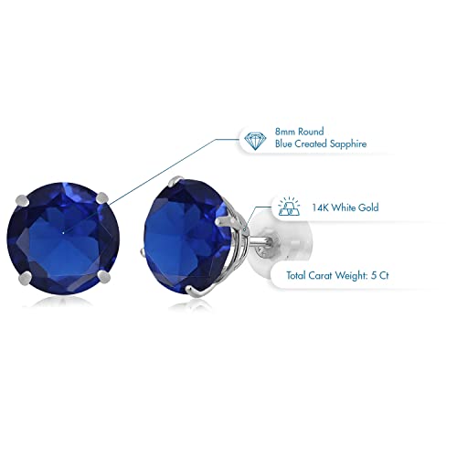 Gem Stone King 3-5 Cttw Solid 14K White Gold 8MM Round Gemstone Birthstone Stud Earrings | Gold Earrings with Comfort Back For Women Men4