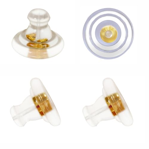 DIYEAR 20pcs 18K Gold Silicone Earring Backs Replacements, Locking Secure Earring Backs for Studs-Droopy Ears, No-Irritate Hypoallergenice Soft Clear Earring Stopper Accessories for Adults (Gold)