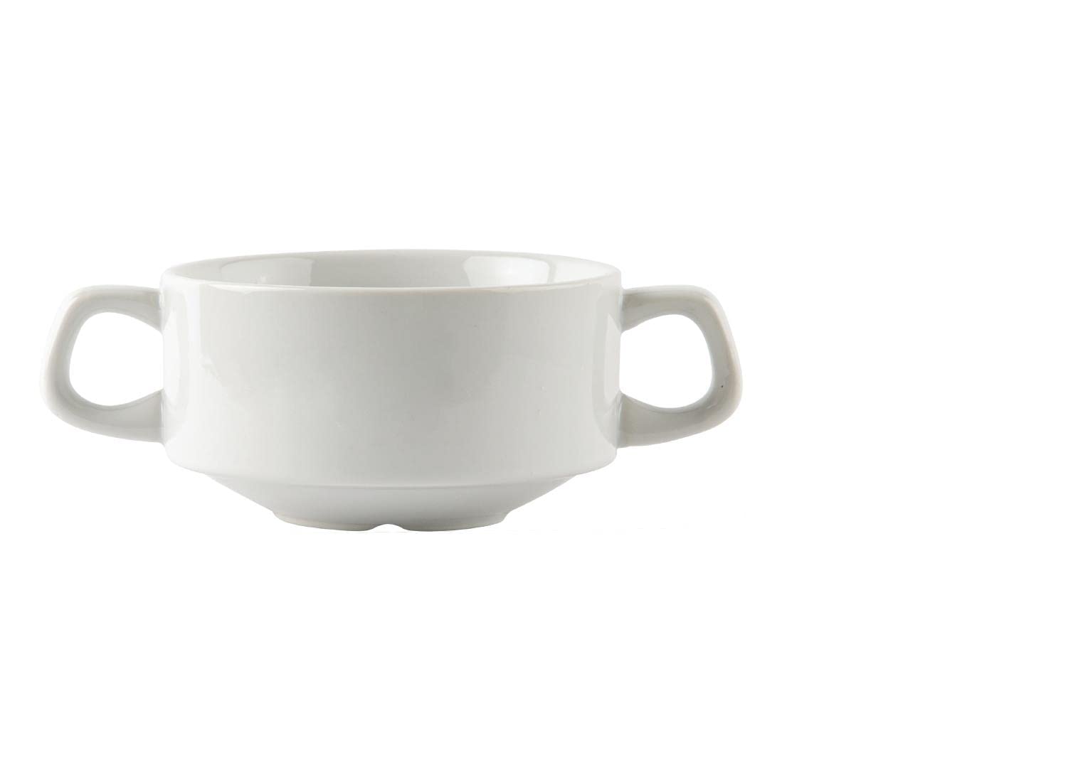 Olympia Athena Hotelware Bols à Soupe Empilables Blancs avec Anses 290ml / 10 1/4 ounce, Lot de 12, Diamètre: 107mm / 4 1/4 inch, Porcelaine Résistante aux Éclats | CF369