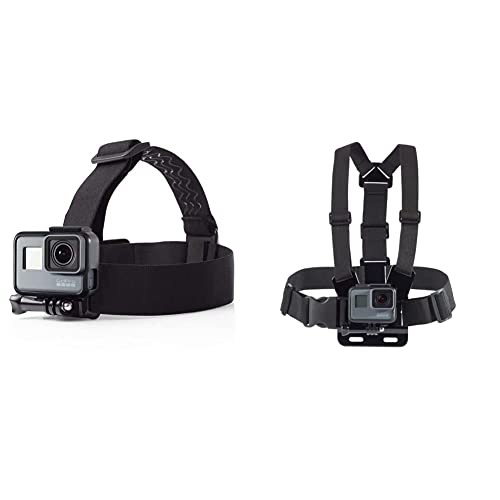 Amazon Basics Harnais de Poitrine avec Fixation pour caméra GoPro (Tous modèles) & Fixation Bandeau pour GoPro