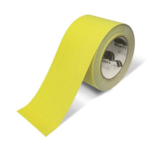 Mighty Line Anti-Slip Safety Floor Marking Tape for Caution, Warning, Heavy-Duty, Peel and Stick, Adhesive, Industrial Quality, 2" Yellow, 60' Roll