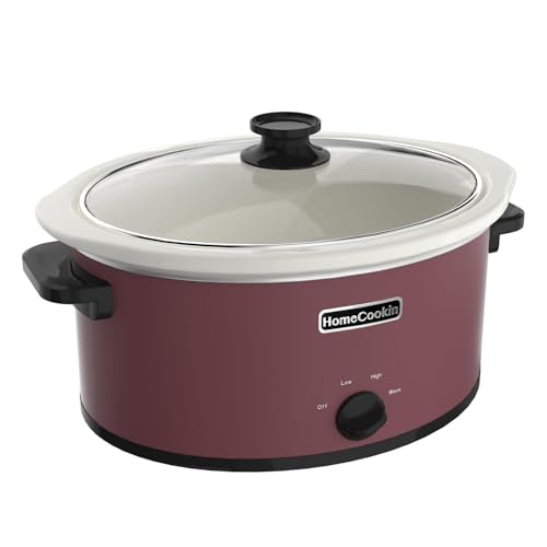 HOMECOOKIN 8 Quart Slow Cooker Oval Manual Pot Food Warmer with 3 Cooking Settings, Red