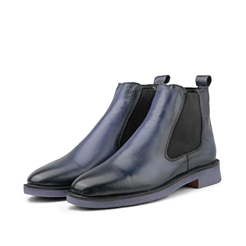 Ducavelli Edinburgh Genuine Leather Non-Slip Sole Chelsea Casual Boots (Navy Blue, us_footwear_size_system, adult, men, numeric, medium, numeric_10)