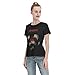AMIOUDR Women's T-Shirts Memphis Rock May Fire Band Short Sleeve Tee Summer Cotton Top Black Large