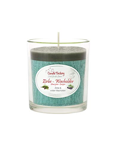 Candle Factory Party Light Duftkerzen aus pflanzlichem Stearin im Whiskey Glas, ca. 30h Brennzeit, Duft: Zirbe & Wacholder