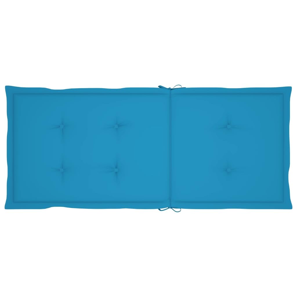 Sedia a Dondolo in Bambù con Cuscino Blu per Giardino e Interno | Poltrona relax oscillante in legno di bambù con morbido cuscino imbottito, ideale per giardino, balcone e soggiorno.