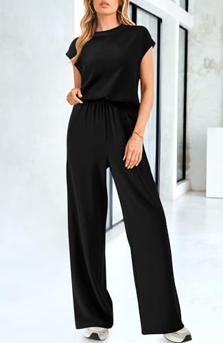 BTFBM Women Two Piece Outfits Summer Short Sleeve Knit Tops Wide Leg Pants Lounge Matching Sets Sweatsuit Airport2