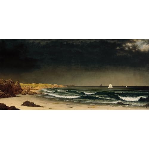 Poster Martin Johnson Heade Approaching Storm on Beach près de Newport 76x101 cm