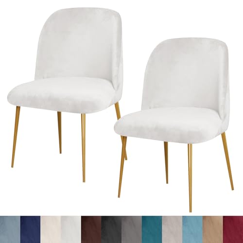 Velvet Curved Back Chair Covers Round Back Dining Room Chair Covers Slipcovers Set of 1/2/4/6 Mid Century Modern Accent Dining Chair Cover Stretch Armless Chair Slipcover for Home