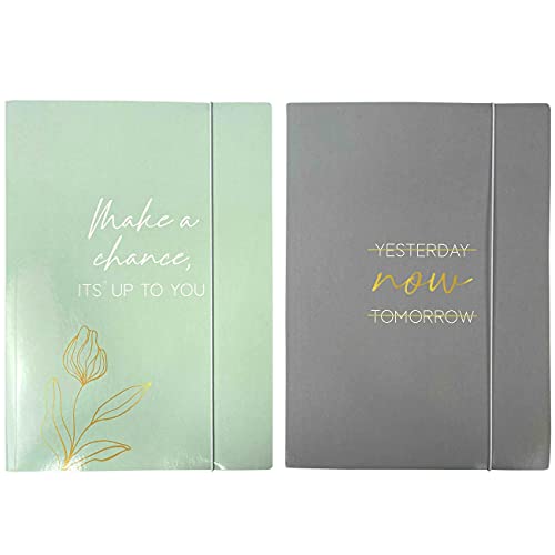 Papierdrachen 2 hochwertige Sammelmappen für Jugendliche und Erwachsene | DIN A4 | Motiv Mint Gold - Heftsammler - Dokumentenmappe - Set 7