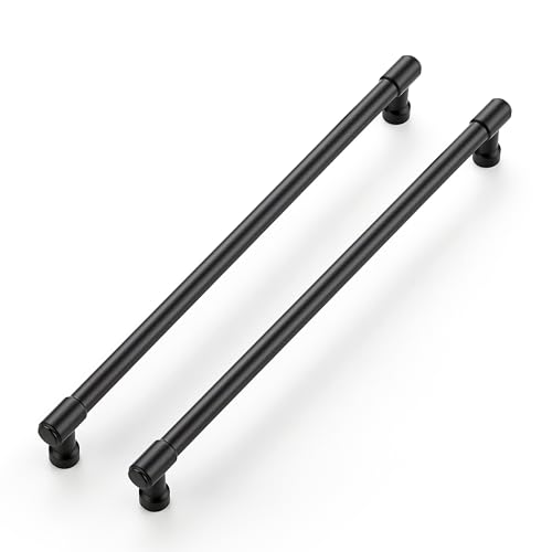 Image of Ravinte 5 Pack 10 Inch Hole Center Solid Kitchen Cabinet Handles Matte Black Dresser Pulls Cabinet Drawer Pulls for Kitchen Cupboard Hardware