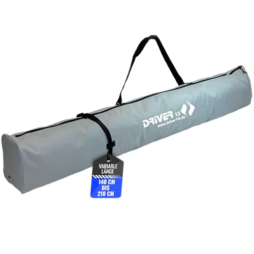 Driver13 Skitasche Skisack 140210 cm längenverstellbar Tasche für Ski und Skistöcke Transport Reißverschluss grau