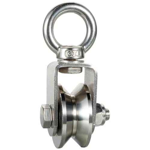 KCNOFNC Umlenkrolle mit 2 Kugellager, Edelstahl Fitness flaschenzug, V Typ Umlenkrollen für 12mm Seile Stahlseil, Tragkraft 500KG, 1 Stück