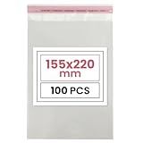 Netuno 100 bolsas transparentes 15,5 x 22 cm solapa de 3 cm con cierre autoadhesivo reutilizables bolsas de plástico PP para dulces regalos joyería golosinas fotos ropa pendientes alimentos libros