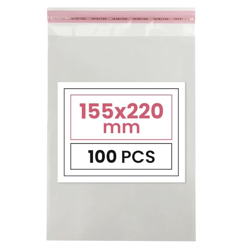 Netuno 100 Flachbeutel Hochglanz 15,5 x 22 cm mit Klappe (3cm) Peel & Seal PP Tütchen selbstklebend Plastiktüten klar Cellophantüte transparente Tüten mit Lasche