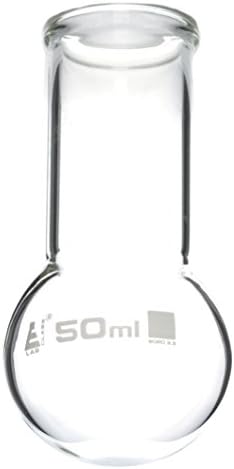Boiling Flask, 50ml - Borosilicate Glass - Round Bottom, Wide Neck, Beaded Rim - Eisco Labs
