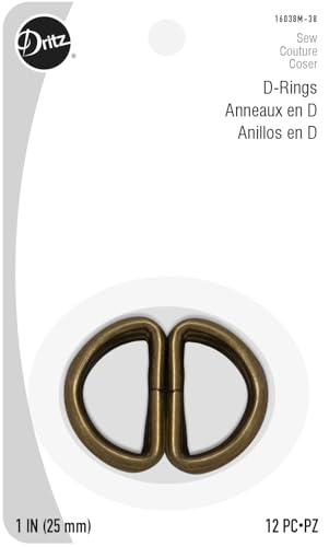 Dritz D-Rings for 1" Straps, 12 Count, Brass