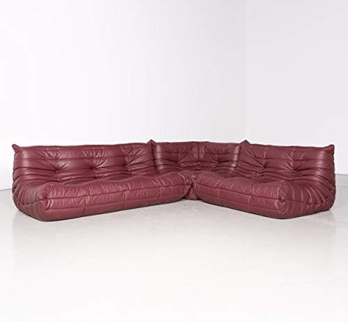 ligne roset Togo Designer Leather Corner Sofa Red by Michel Ducaroy Real Leather Sofa Couch