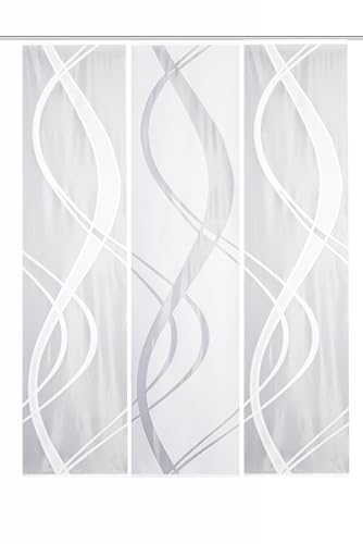 HOME WOHNIDEEN 3er-Set Schiebegardinen TIBASO, Jacquard-Stoff, Farbe: Weiß, Maße:, Größe:225x57 cm