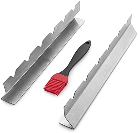 Gamonie Shish Kabob Rack Stand - Stainless Steel Elevated and Adjustable 6 Piece BBQ Set Stops Skewers From Burning Sticking to the Grill- Complete with a Silicone Brush, (KAB-RACK-MET)