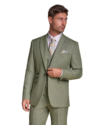 Men’s Green Houndstooth Tweed Formal Suit, Slim Fit 3 Piece Set Sold Separately