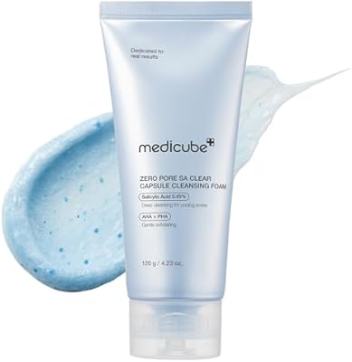 medicube Facial Cleanser Zero Pore Capsule Cleansing Foam | Daily Gentle Cleanser for Skin Texture, Blackhead & Pore Care | AHA, BHA & PHA for Deep Cleansing | Korean Skincare, 4.23 oz