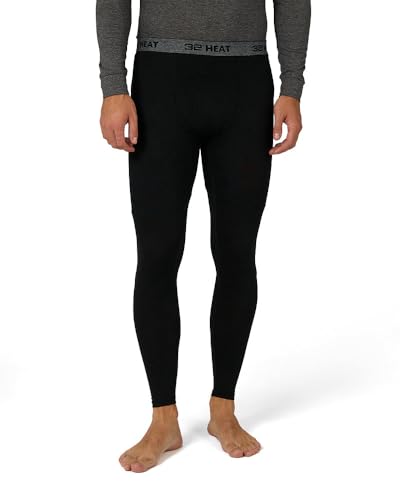 32 Degrees Heat Men's Lightweight Base Layer Legging | 4-Way Stretch | Thermal| Form Fitting|Black, Medium