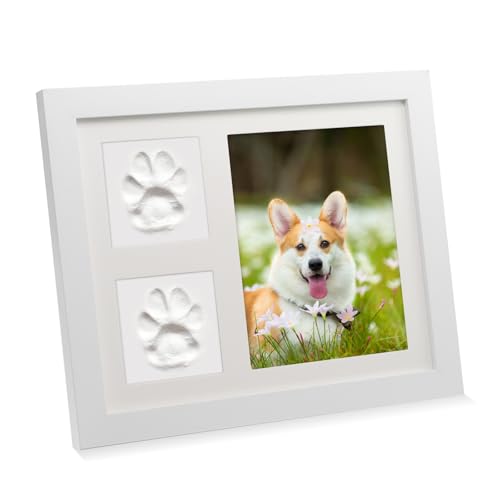 TOKSEO Pfotenabdruck Set Hund und Katze, 27,9 × 22,8CM Tier Handabdruck Set, 3D Gipsabdruck Set, Hundepfoten Abdruck Bilderrahmen, die als Souvenirs und Dekorationen Verwendet Werden Können