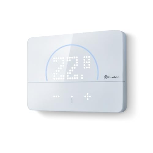 Finder BLISS2 Termostato Smart Tipo 1C.B1. Alimentazione a batterie o con alimentatore. Gestibile anche tramite App e Assistenti Vocali. Colore Bianco