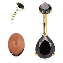 Gold+Teardrop Black CZ