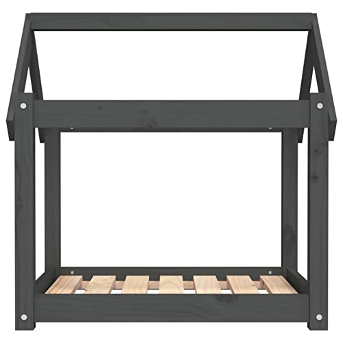 GuyAna Hundebett aus massivem Kiefernholz, Grau, 71 x 55 x 70 cm, Hochbett, großes Hundebett-5