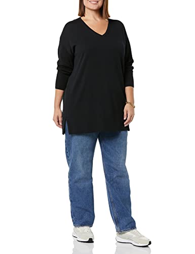 Amazon Essentials Women's Lightweight Long-Sleeve V-Neck Tunic Sweater (Available In Plus Size), Black, Large #TOP3