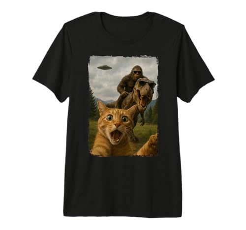 Cat T-Rex Bigfoot Ufo Selfie Premium Tri-blend T-Shirt
