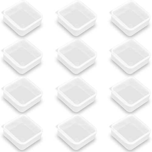 Image of 12 Pcs Square Bead Organizers with Lid (1.54 x 1.54 x 0.59 inch), Small Square Plastic Clear Beads Storage Containers Box for Beads, Small Items etc.