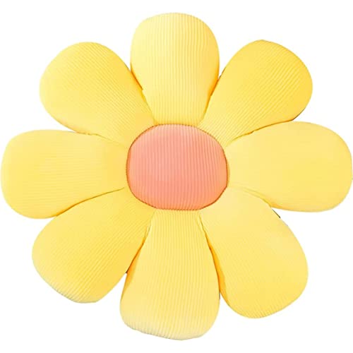 XHJRI Flower-Shaped Throw Pillow Butt Cushion Flower Floor Pillow, Seating Cushion, Office, Cute Room Decor & Plush Pillow for Bedroom Sofa Chair Tatami Car Butt Cushion (23.6 inch, Yellow)