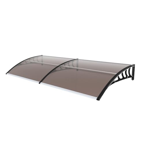 Outvita 79"x38" Window Awning Canopy, Polycarbonate Front Door Patio Cover for UV, Rain, Snow & Sunlight Protection, Stylish Brown Panel with Black Bracket