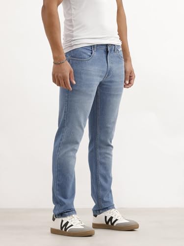 Image of WROGN Men's Slim Fit Jeans | Cotton Stretch | Solid | Casual Denim