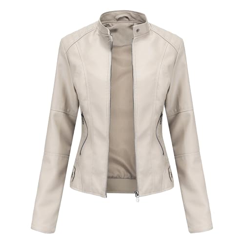 Veste bomber en cuir matelassé coupe ajustée et col uni pour femme