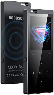 DODOSOUL 64GB MP3 Player, Music Player with Bluetooth 5.2, Shuffle, Single Loop, FM Radio, Built-in HD Speaker, Voice Recorder, Mini Design, HiFi Sound, Ideal for Sport, Earphones Included