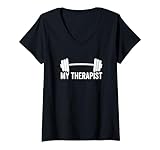 Photo Gallery donna my therapist bilanciere divertente allenamento sollevamento pesi maglietta con collo a v Photo Gallery donna my therapist bilanciere divertente allenamento sollevamento pesi maglietta con collo a v