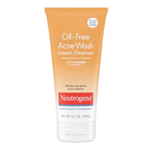 Neutrogena Oil-Free Acne Face Wash Cream Cleanser, 2% Salicylic Acid Acne Treatment, Daily Facial Cleanser for Acne-Prone Skin, 6.7 fl. oz