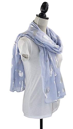 stylesilove Women Spring Summer Metallic Foil Print Lightweight Cotton Scarf Wrap Beach Shawl3